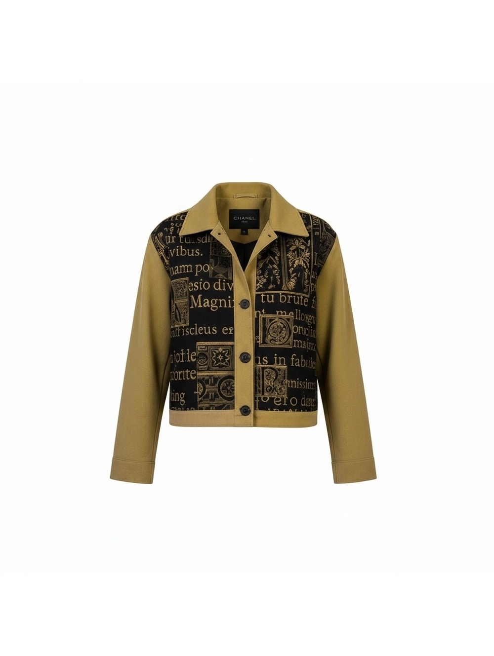 Vintage Cache Tan & Black Renaissance Print Cropped Jacket
